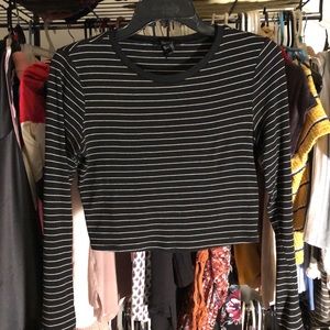 Stripped Forever21 Size S long sleeve crop top tee